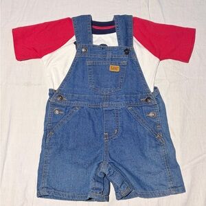Lee Kids Blue Denim Overalls with Red and White Tee